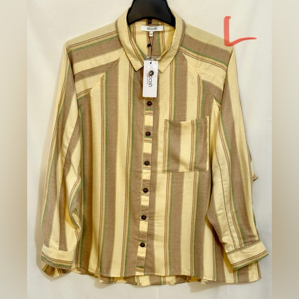 Beige and Green Striped Shirt